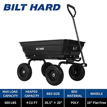 BILT HARD 4 Cu.Ft. No-Flat Tires Heavy Duty Yard Cart