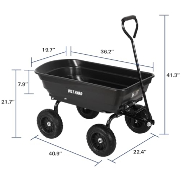 BILT HARD 4 Cu.Ft. No-Flat Tires Heavy Duty Yard Cart
