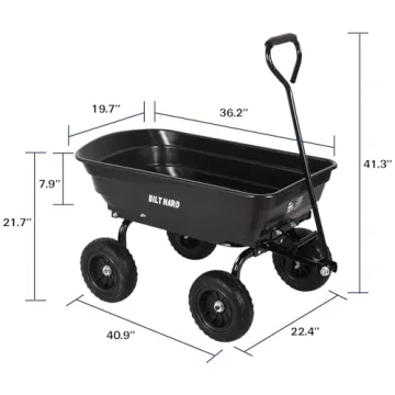 BILT HARD 4 Cu.Ft. No-Flat Tires Heavy Duty Yard Cart