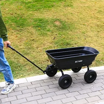 BILT HARD 4 Cu.Ft. No-Flat Tires Heavy Duty Yard Cart