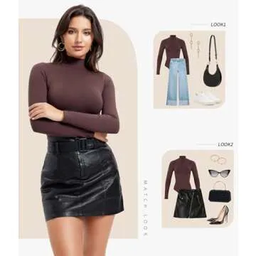 Irisnaya Mock Turtleneck Bodysuit Long Sleeve Body Suits Thong Bodysuits for Women