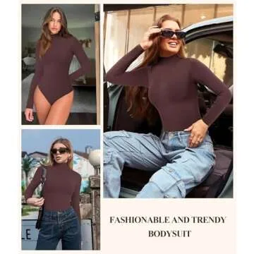 Irisnaya Mock Turtleneck Bodysuit Long Sleeve Body Suits Thong Bodysuits for Women