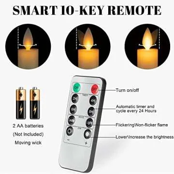 Flameless Taper Candles with Moving Wick, 9.6" Real Wax LED Candles with Remote and Timer, 2 Pack Flickering Candlesticks Battery Operated Electric Candles for Home, Wedding, Party, Decor, Ivory