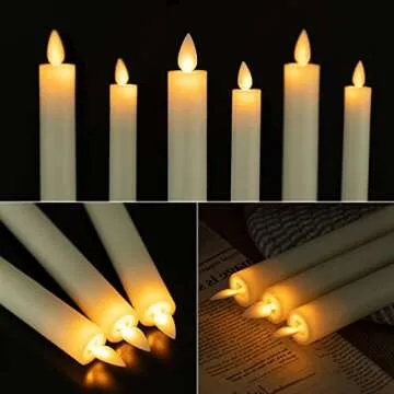 Flameless Taper Candles with Moving Wick, 9.6" Real Wax LED Candles with Remote and Timer, 2 Pack Flickering Candlesticks Battery Operated Electric Candles for Home, Wedding, Party, Decor, Ivory