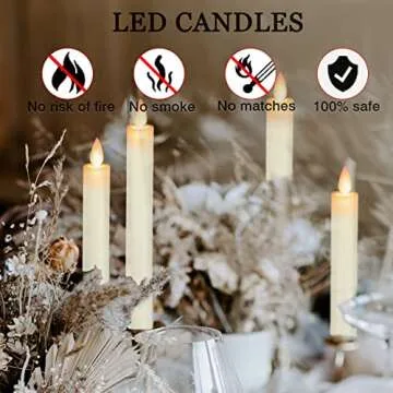 Flameless Taper Candles with Moving Wick, 9.6" Real Wax LED Candles with Remote and Timer, 2 Pack Flickering Candlesticks Battery Operated Electric Candles for Home, Wedding, Party, Decor, Ivory