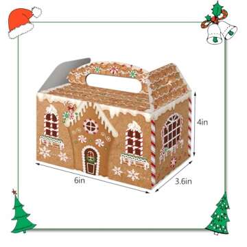 FRIDAY NIGHT Christmas Treat Boxes Gingerbread House Cardboard Cookie Goody Gable Candy Bags Xmas Cu...