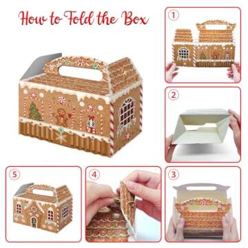 FRIDAY NIGHT Christmas Treat Boxes Gingerbread House Cardboard Cookie Goody Gable Candy Bags Xmas Cupcake Box (12 Pcs