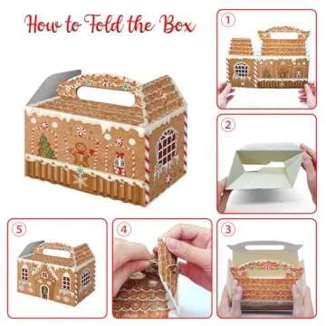 FRIDAY NIGHT Christmas Treat Boxes Gingerbread House Cardboard Cookie Goody Gable Candy Bags Xmas Cupcake Box (12 Pcs