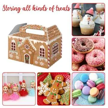 FRIDAY NIGHT Christmas Treat Boxes Gingerbread House Cardboard Cookie Goody Gable Candy Bags Xmas Cupcake Box (12 Pcs