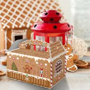 FRIDAY NIGHT Christmas Treat Boxes Gingerbread House Cardboard Cookie Goody Gable Candy Bags Xmas Cupcake Box (12 Pcs
