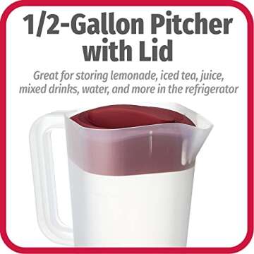 GoodCook 1/2-Gallon Pitcher with 4 Way Lid - BPA Free Plastic