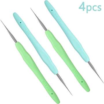 4 Pieces Dreadlock Crochet Hooks Tool 0.5mm 0.75mm Dreadlock Crochet Needle Tools for Braid Hair Wea...