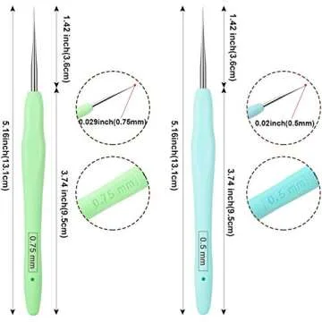 4 Pieces Dreadlock Crochet Hooks Tool 0.5mm 0.75mm Dreadlock Crochet Needle Tools for Braid Hair Weaving Locs Craft