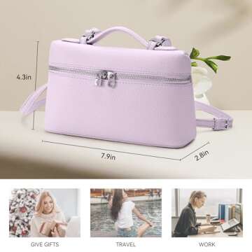 Crossbody Bag for Women Pouch Top-Handle Leather Bag Shoulder Handbag Luxury Trendy Purse purple