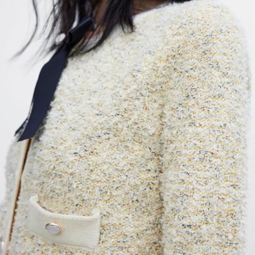 URBAN REVIVO Women's Cropped Bow Cardigans Sweater