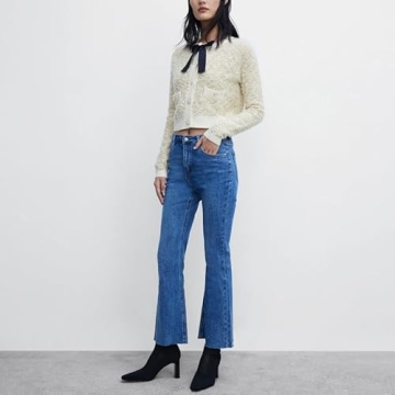 URBAN REVIVO Women's Cropped Bow Cardigans Sweater