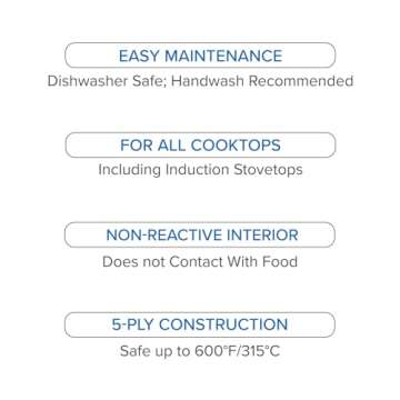 Viking 5-Ply Non Stick Frying Pan, 12 Inch Stainless Steel Kitchen Cookware, Silver