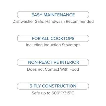 Viking 5-Ply Non Stick Frying Pan, 12 Inch Stainless Steel Kitchen Cookware, Silver