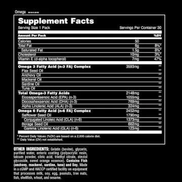 Animal Advanced Omega - 3500mg Omega Supplement for Athletes