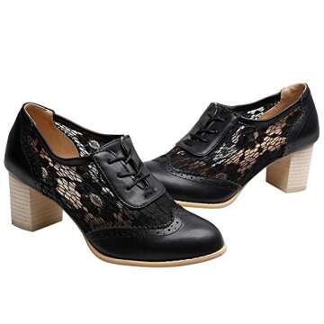 ANUFER Womens Elegant Lace Shoes for Weddings and Office