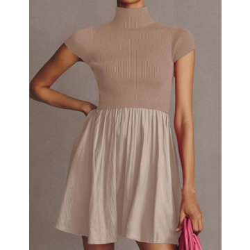 OLAPTA Mock Neck Women’s Sweater Dress - Trendy Style