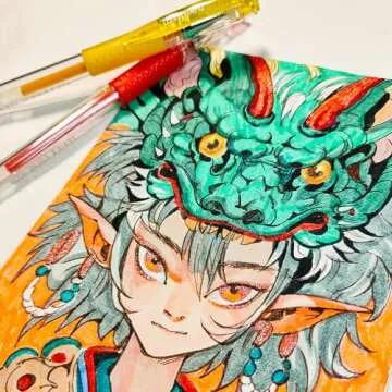 LANRENWENG 200 Pack Gel Pen Set 100 Colored Gel Pen with 100 Refills,Glitter Gel pens 40% More Ink with Canvas Bag for Kids Coloring Books Drawing Crafts Scrapbooks Journaling Planner