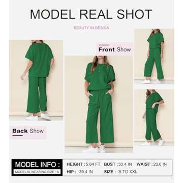 SHEWIN Women 2 Piece Outfits Sweat Set 2025 Casual Long Sleeve Crewneck Shirts Matching Lounge Pants Sets Cozy Pajamas Tracksuit Loungewear Sweatsuit Spring Clothes Green XXL