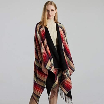 Bakerdani Women's Stylish and Cozy Poncho Shawl Wrap
