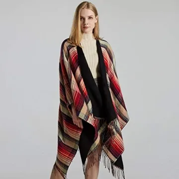 Bakerdani Women's Stylish and Cozy Poncho Shawl Wrap