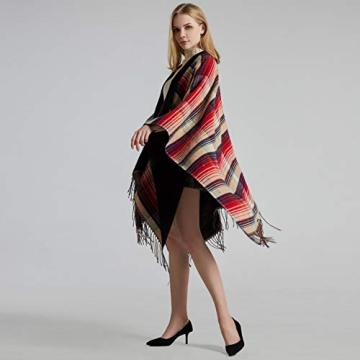 Bakerdani Women's Stylish and Cozy Poncho Shawl Wrap
