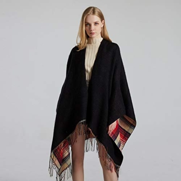 Bakerdani Women's Stylish and Cozy Poncho Shawl Wrap