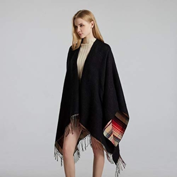 Bakerdani Women's Stylish and Cozy Poncho Shawl Wrap