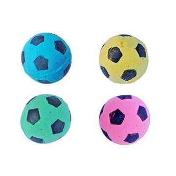 PETFAVORITES Cat Toy, Foam Sponge Soccer Ball (12 Pack), Interactive Pet Kitten Cat Exercise Toy Balls, Soft, Bouncy, Noise Free, Indoor, Pink, Yellow, Blue, Green