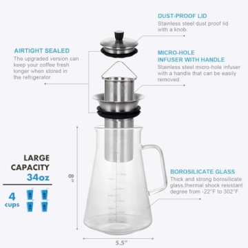 Aquach 34 Oz Cold Brew Coffee Maker - Durable & Stylish