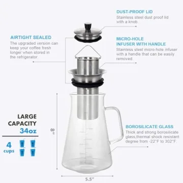 Aquach 34 Oz Cold Brew Coffee Maker - Durable & Stylish