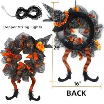 yosager Halloween Wreaths - Lighted Witch Hat Decor