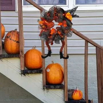 yosager Halloween Wreaths - Lighted Witch Hat Decor