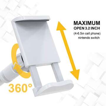 Phone Holder Bed Gooseneck Mount - Flexible Arm 360 Mount Clip Adjustable Bracket Clamp Stand Compatible with Cell Phone 11 Pro XS Max XR X 8 7 6 Plus 5 4, Samsung S10 S9 S8 for Bedroom Desk