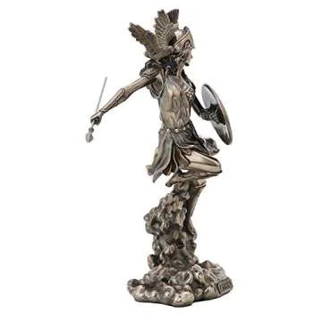 Veronese Design 9 1/4 Inch Greek Goddess Athena Holding Spear and Shield Cold Cast Resin Bronze Finish Statue Home Decor