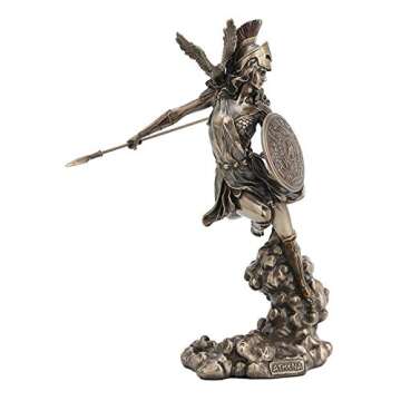 Veronese Design 9 1/4 Inch Greek Goddess Athena Holding Spear and Shield Cold Cast Resin Bronze Finish Statue Home Decor