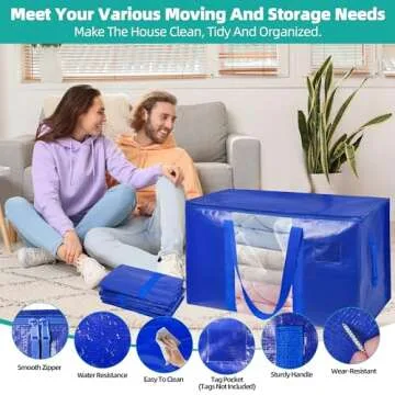 6 Pack Moving Bags Heavy Duty Storage Bags With Zippers And Strong Handles Packing Bags For Moving S...