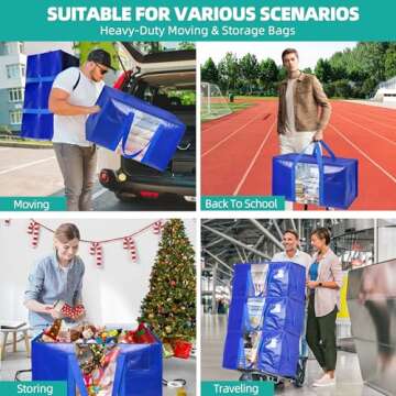 6 Pack Moving Bags Heavy Duty Storage Bags With Zippers And Strong Handles Packing Bags For Moving Storage Travel Camping Space Saving Alternative To Moving Boxes College Essentials Moving Supplies