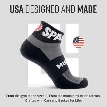 MudGear Quarter Crew Trail Running Socks, Blister-Resistant, Moisture-Wicking Crew Socks for Men and Women, Perfect for Running, Hiking, Cycling, and Outdoor Adventures, Large, Black