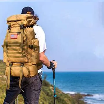 W WINTMING Hiking Backpack for Men 70L Camping Backpack Military Rucksack Molle 3 Days Assault Pack ...