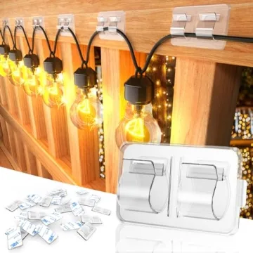 54Pcs Heavy Duty Outdoor String Lights Clips with Waterproof Adhesive
