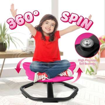 TERRAMUS Elephant Swivel Chair for Kids, 360° Spinning Seat, Toddler Sit and Spin Wobble Chair, Sensory Balance Toys, Autism ADHD Chairs, Play Equipment Relief Motion Sickness for Boys Girls (Pink)