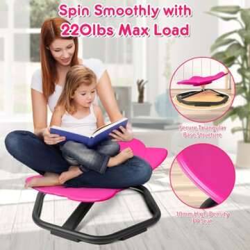 TERRAMUS Elephant Swivel Chair for Kids, 360° Spinning Seat, Toddler Sit and Spin Wobble Chair, Sensory Balance Toys, Autism ADHD Chairs, Play Equipment Relief Motion Sickness for Boys Girls (Pink)