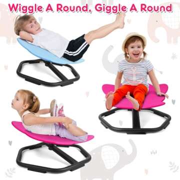 TERRAMUS Elephant Swivel Chair for Kids, 360° Spinning Seat, Toddler Sit and Spin Wobble Chair, Sensory Balance Toys, Autism ADHD Chairs, Play Equipment Relief Motion Sickness for Boys Girls (Pink)