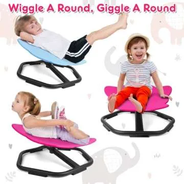 TERRAMUS Elephant Swivel Chair for Kids, 360° Spinning Seat, Toddler Sit and Spin Wobble Chair, Sensory Balance Toys, Autism ADHD Chairs, Play Equipment Relief Motion Sickness for Boys Girls (Pink)