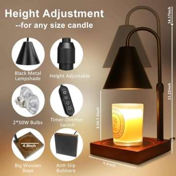 LIFETOWE Candle Warmer Lamp with Timer | Adjustable Electric Candle Warmer for Home Decor